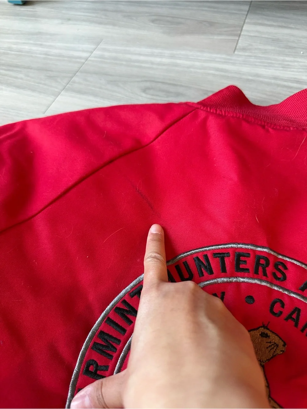 Vintage Hartwell The Varmint Hunters Association Red Bomber Jacket Men’s XL